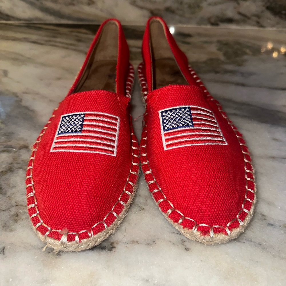 Maurice’s Size 6.5 Red‎ Espadrilles with American Flag Embroidery